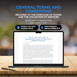 Terms and Conditions Template for Purchase Orders, Business T&Cs Contract, Supplier Agreement Document (Editable, Instant Download)
