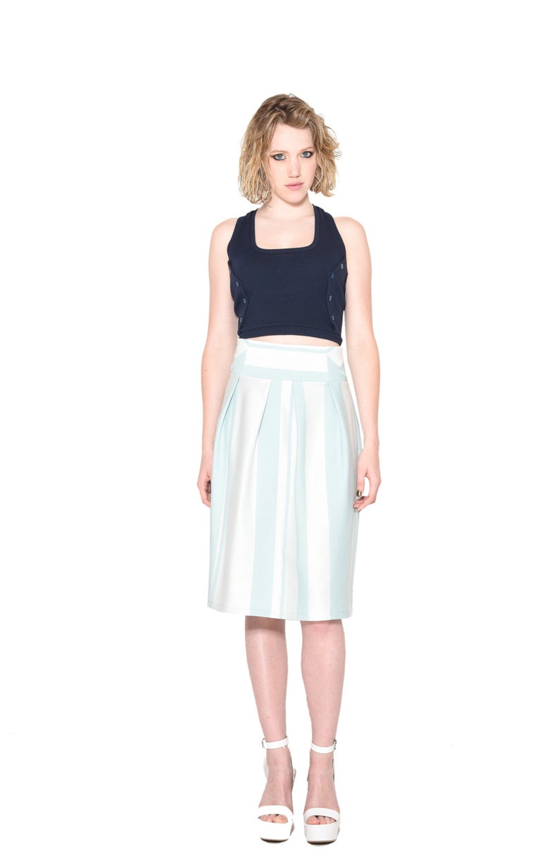 On Sale 60striped Skirt With Braided Belt Etsy