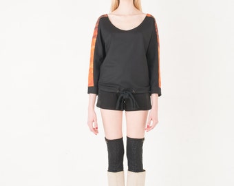 ON SALE-70% -Batwing top with orange/brown panel in the back