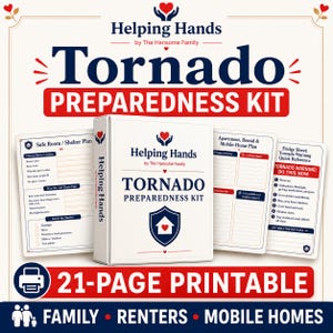 Tornado Preparedness Kit Printable PDF | Family Emergency Binder | Safe Room, Warning Checklist & Supply List | Helping Hands