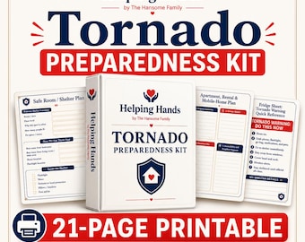 Tornado Preparedness Kit Printable PDF | Family Emergency Binder | Safe Room, Warning Checklist & Supply List | Helping Hands