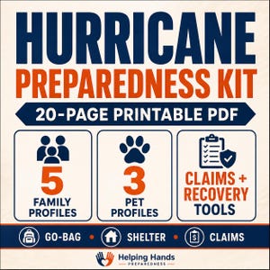 Hurricane Preparedness Kit Printable | Family Storm Ready Binder | Evacuation Checklist Supply List Contacts PDF