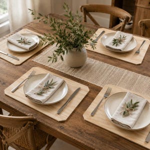 Rustic Natural Wood Placemats, Angled Corner Farmhouse Table Decor