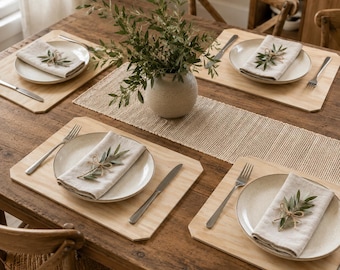Rustic Natural Wood Placemats, Angled Corner Farmhouse Table Decor