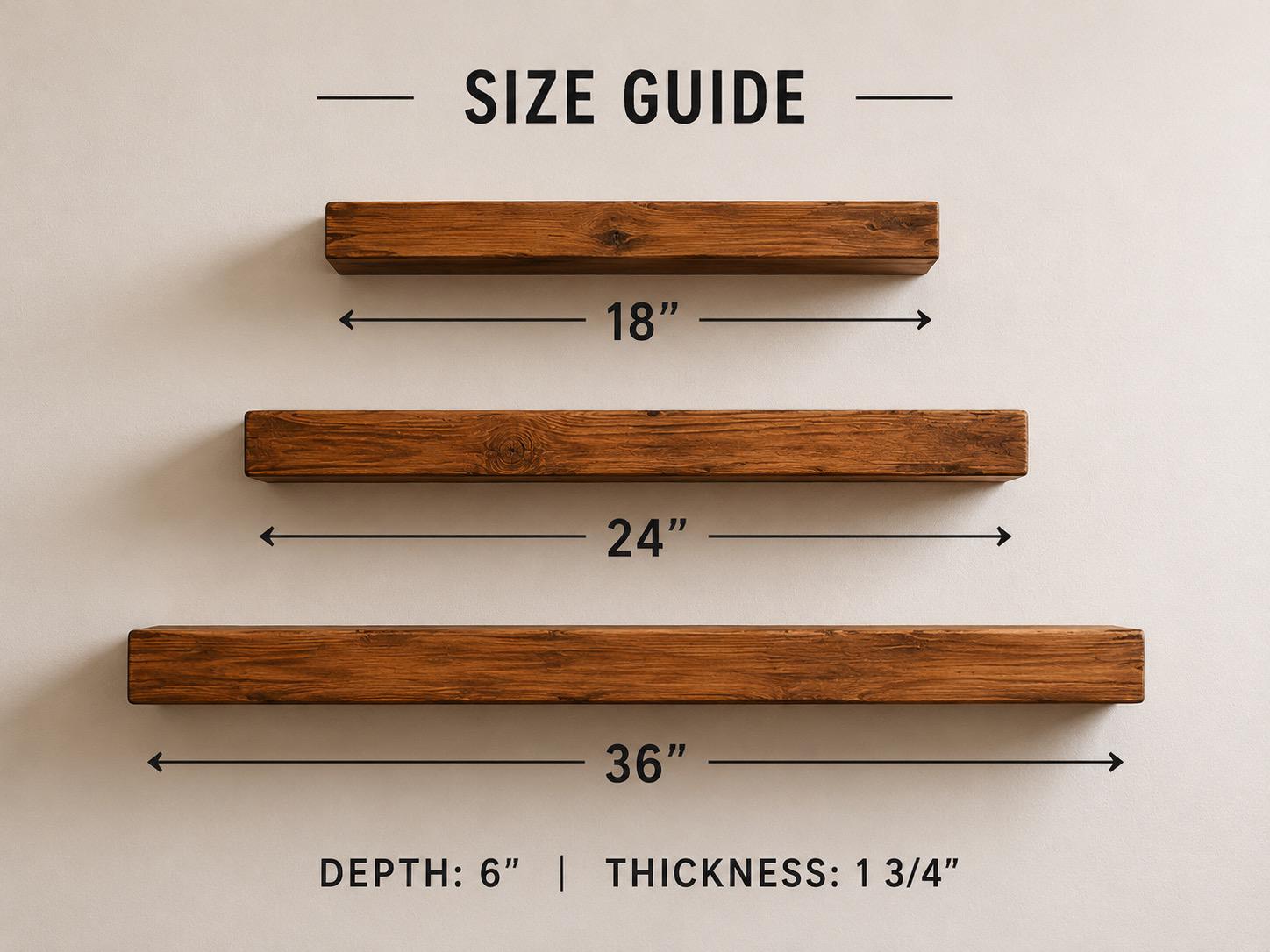 Rustic Floating Shelf, Handmade Solid Wood Wall Decor for Bathroom ...
