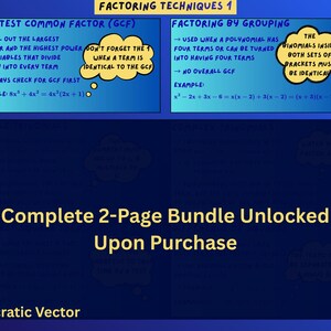 2-Page Algebra Factoring Bundle | Grade 12 & First Year University | Pre-Calc Notes | Guided Hints Math Study Guide | PDF | LaTeX