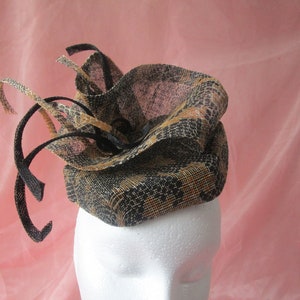 Snakeskin print sinamay hexagon pillbox hat RACES | WEDDING