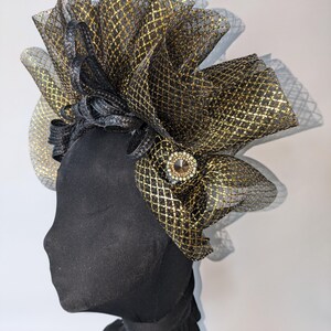 Gold and black crinoline fascinator Ascot |Derby | Weddings