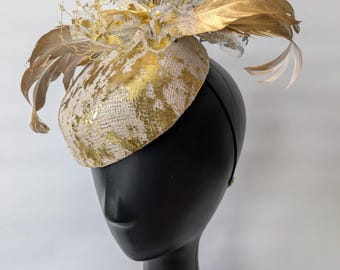 Portapillole in oro champagne con piume dorate Madre della sposa /matrimonio /Corse/ Festa