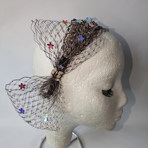 Brown Veil bow fascinator