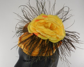 Orange pillbox fascinator