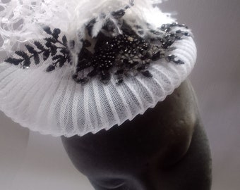 White and black lace  fascinator