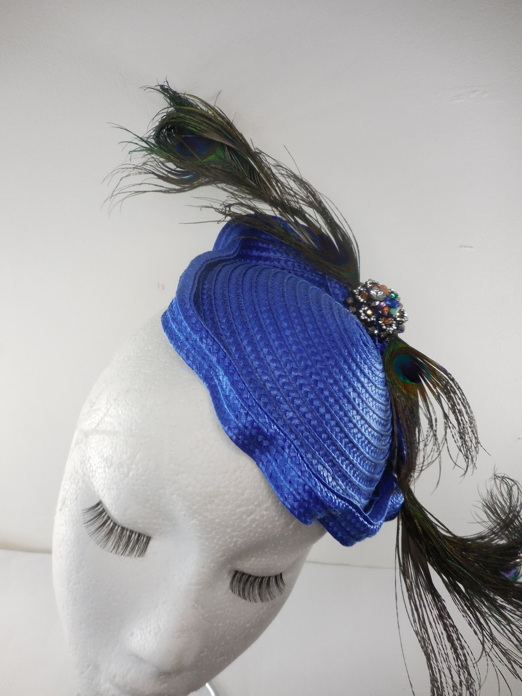 Royal Blue Fascinator With Peacock Feathers - Etsy