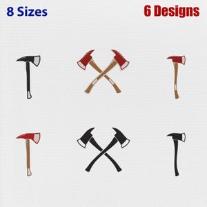 Axe Embroidery Bundle - Crossed Axes Set Design Machine File - 8 Sizes  6 Designs