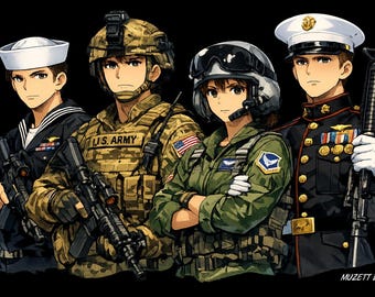 Military Service Women & Men Travel Mug | Armed Forces Anime Soldiers