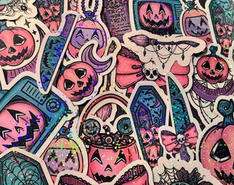 Paquete de 20 pegatinas holográficas de Halloween