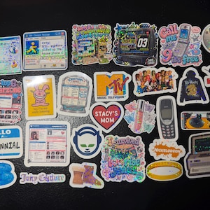 2000s Nostalgia Holographic Stickers | Y2K Internet, Pop Culture, Mall Girl Vinyl (30 Pack) afbeelding 1