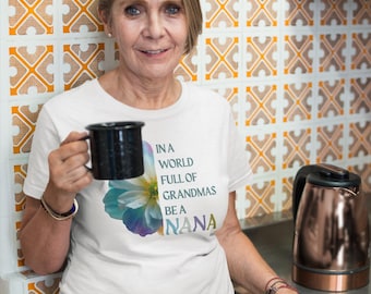 Camiseta para abuela, camiseta estampada floral, regalo para el Día de la Madre, ropa para la nueva abuela