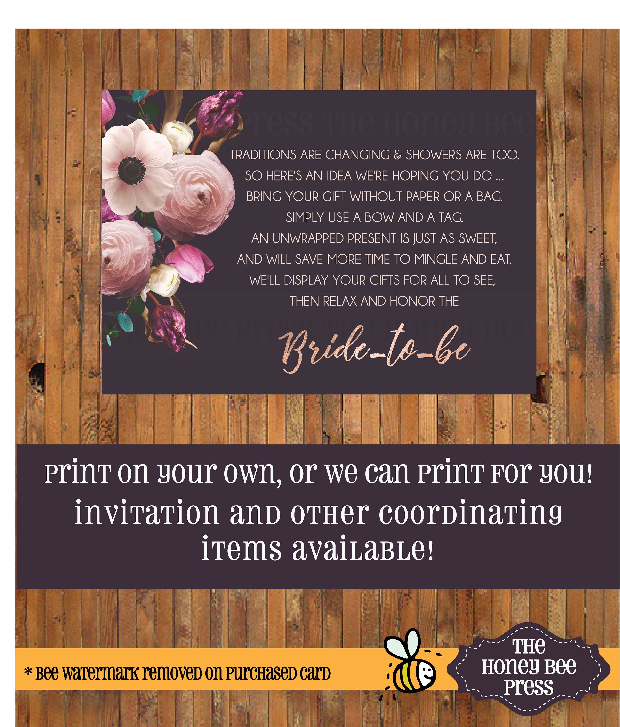 Display Shower Card Bridal shower display card unwrapped Etsy