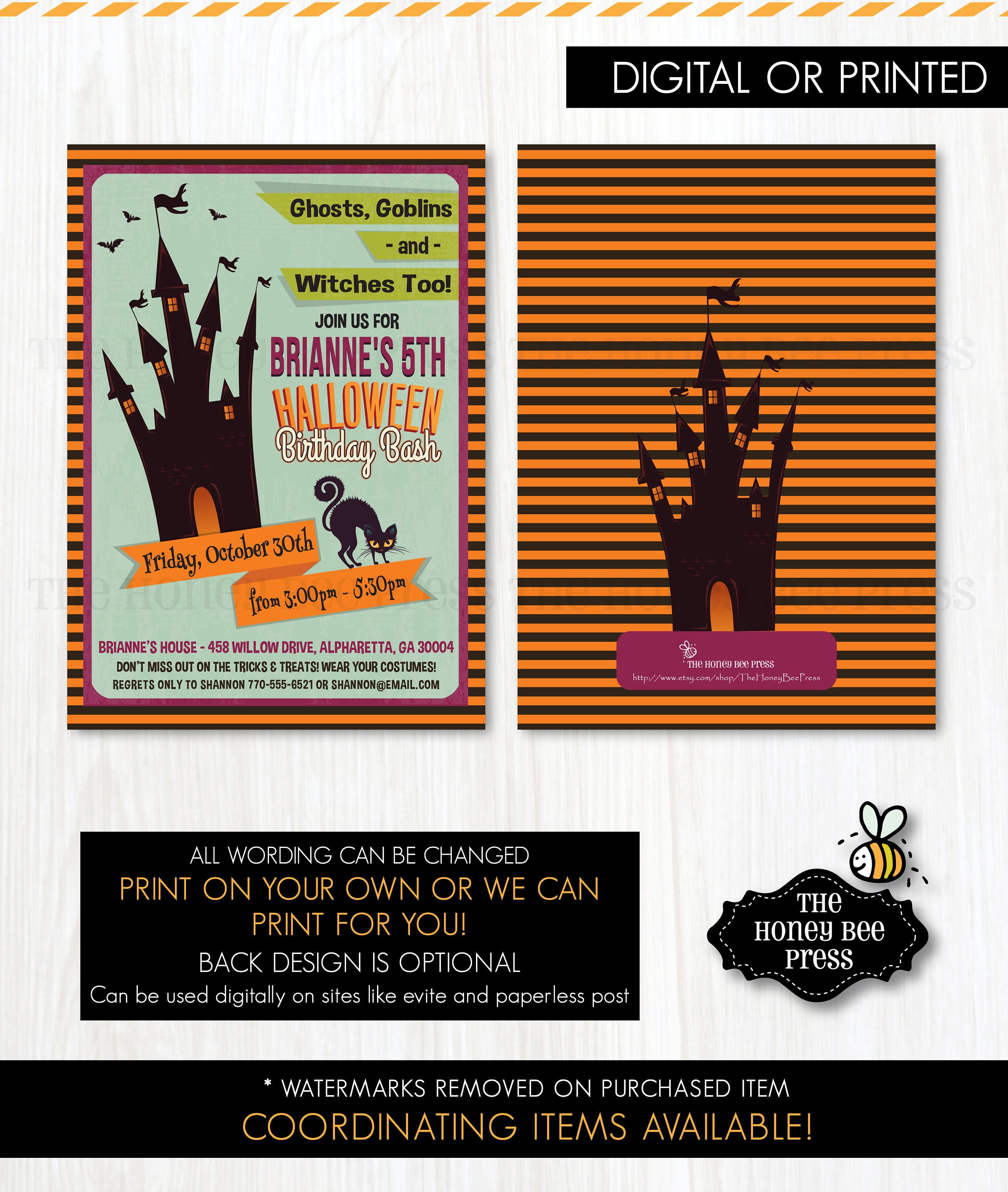 Halloween Birthday invitation Halloween party invitation for | Etsy