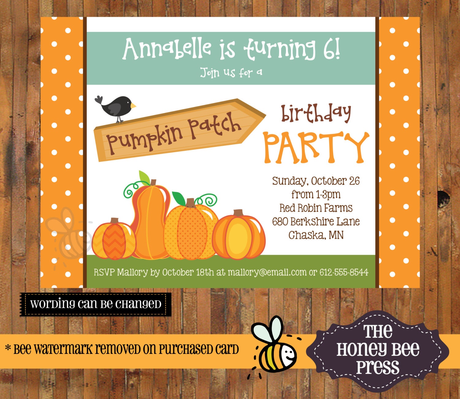 Pumpkin Patch Birthday Invitation Pumpkin Invitation Fall | Etsy