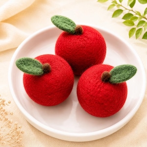 Mele in feltro | Cibo Montessori per il gioco di ruolo | Frutta per la cucina giocattolo | Set di mele in feltro di lana | Giocattolo supermercato | Giocattoli Waldorf | Cibo in feltro fatto a mano