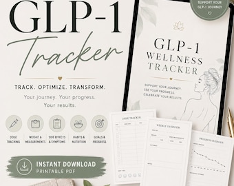 GLP-1 Wellness Tracker Printable | Semaglutide Tirzepatide Journey Journal | Weekly Progress Log PDF
