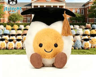 Jellycat Amuseable Boiled Egg Graduation Plush, Graduate Egg Stuffed Animal, Cute Graduation Gift, Mortarboard Plush Keepsake, NWT