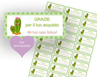 PDF Etichette STAMPABILI ringraziamento acquisti. Cactus, pdf, download