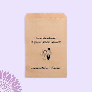 10 pezzi Sacchetti confettata personalizzati, carta kraft, 10 x 16 cm, bustine, sacchetti confetti, matrimonio, nozze sposi, riso (SS-WED-02)