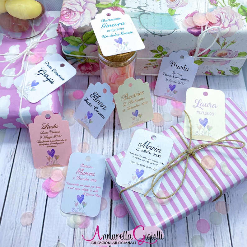 Personalized Tags or Stickers for Favors Baptism Communion Confirmation 10 Pieces 200 gsm Cardstock + Digital PDF File (PLL-01) image 10