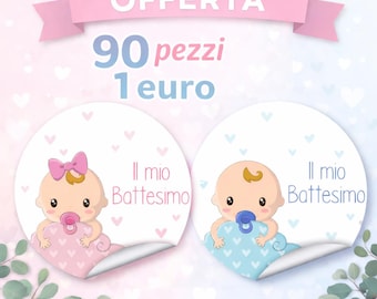 Baptism Stickers 4 cm 90 pieces offer party favors for boys and girls round stickers birth decorations confetti (BAT-02-A)