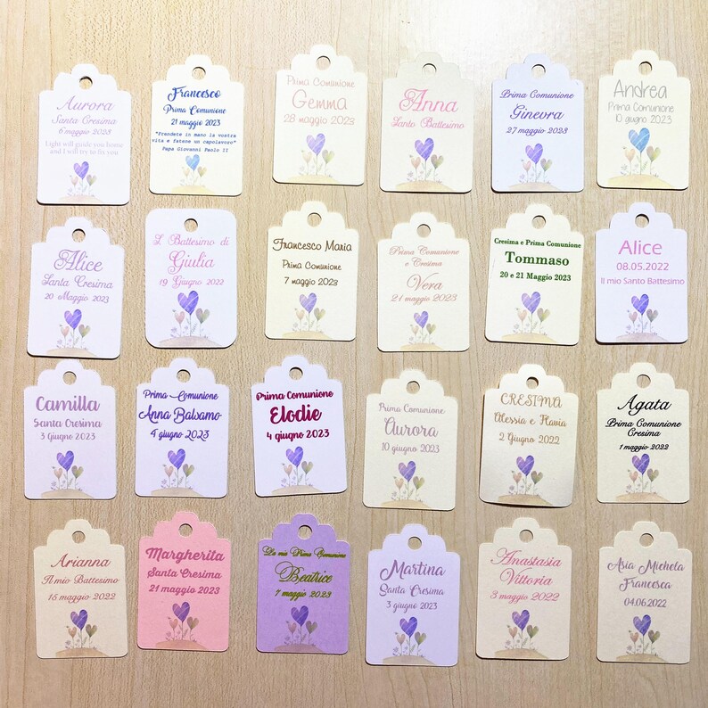 Personalized Tags or Stickers for Favors Baptism Communion Confirmation 10 Pieces 200 gsm Cardstock + Digital PDF File (PLL-01) image 13