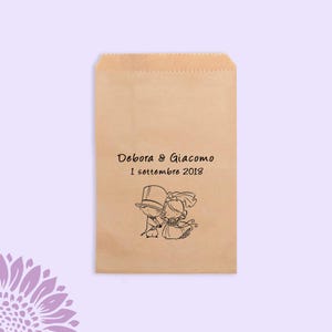10 pezzi Confezioni kraft, personalizzabili con nomi e dati, Sacchetti regalo personalizzati per matrimonio, confettata, nozze (SS-WED-01)