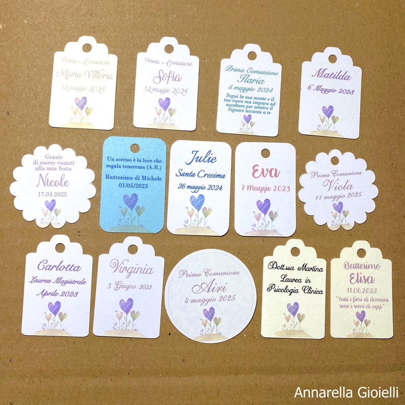 Personalized Tags or Stickers for Favors Baptism Communion Confirmation 10 Pieces 200 gsm Cardstock + Digital PDF File (PLL-01) image 8