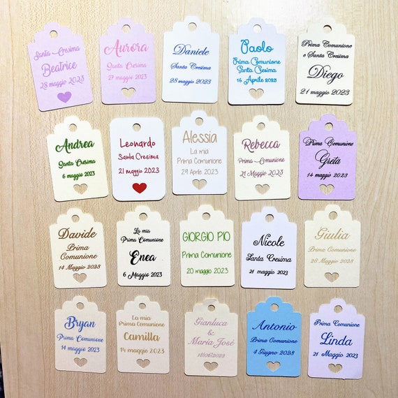 100 Etichette Bomboniere Matrimonio - Carta Kraft, 3 Cm, Con Spago - Foto 8