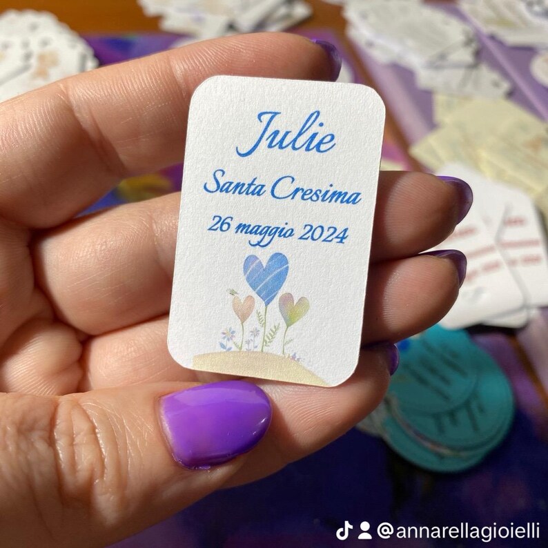 Personalized Tags or Stickers for Favors Baptism Communion Confirmation 10 Pieces 200 gsm Cardstock + Digital PDF File (PLL-01) image 17