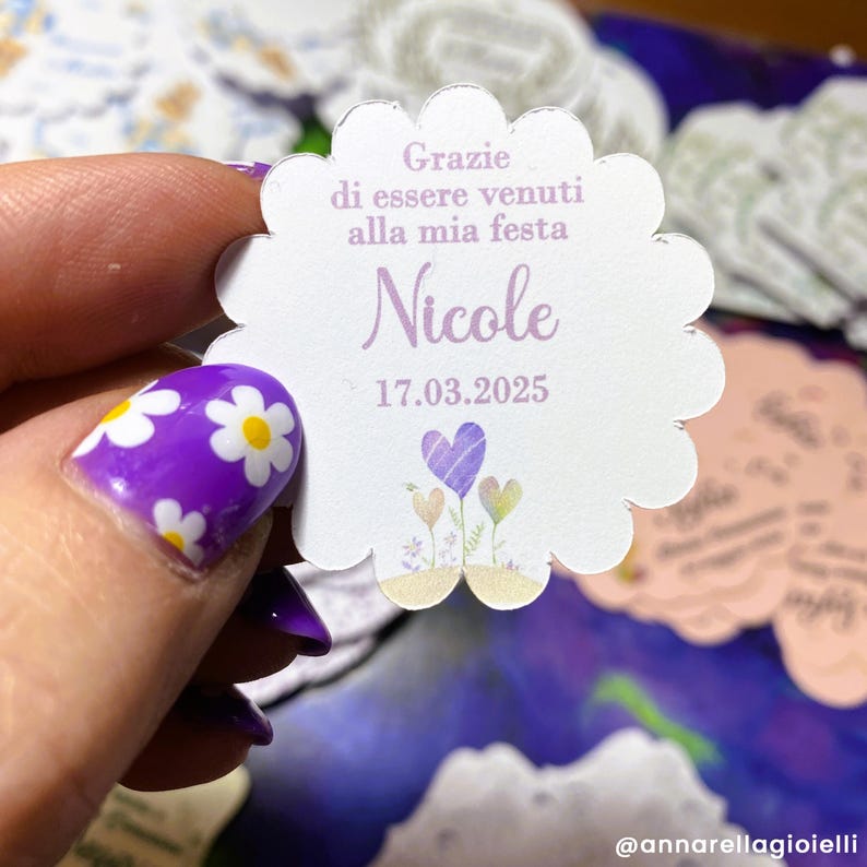 Personalized Tags or Stickers for Favors Baptism Communion Confirmation 10 Pieces 200 gsm Cardstock + Digital PDF File (PLL-01) image 9