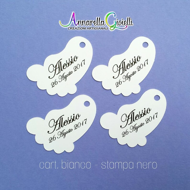 24 Cartellini Per Bomboniere Personalizzabili - 3.8x3.8 Cm Per Nascite, Matrimoni, Compleanni - Foto 4