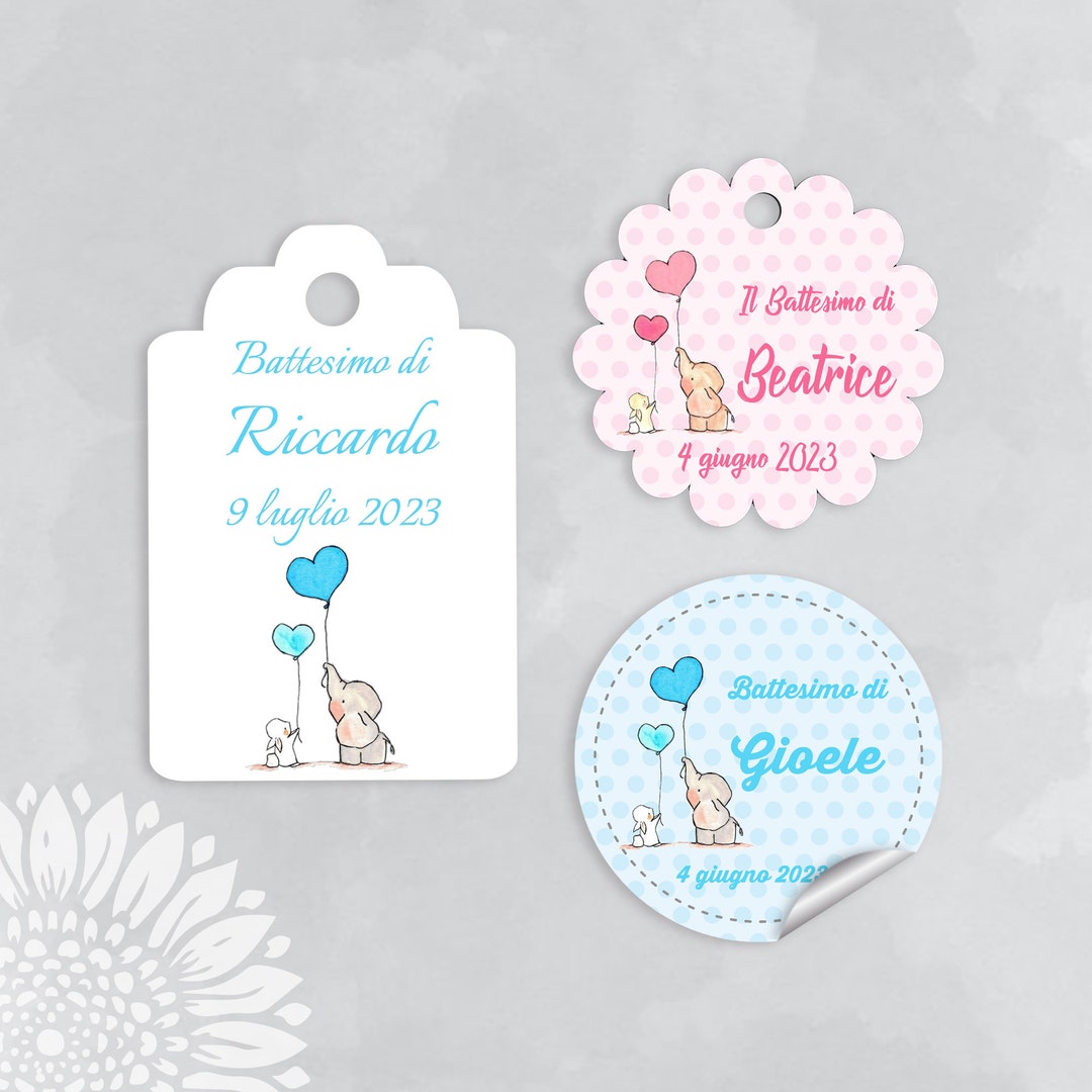 Buy 10 Pezzi Cartellini O Adesivi per Battesimo Personalizzati
