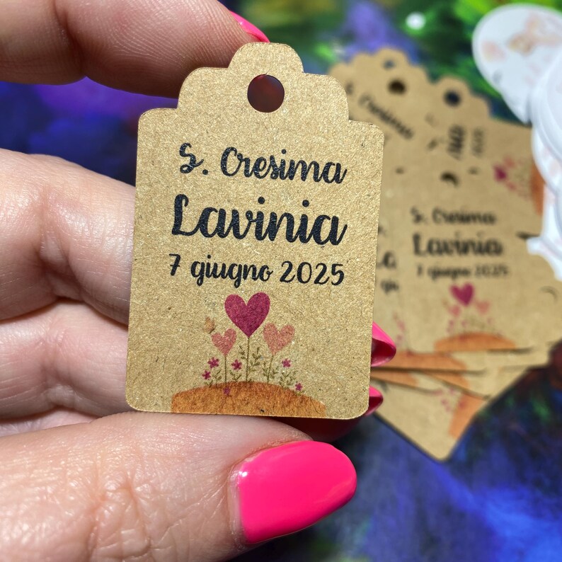Personalized Tags or Stickers for Favors Baptism Communion Confirmation 10 Pieces 200 gsm Cardstock + Digital PDF File (PLL-01) image 14