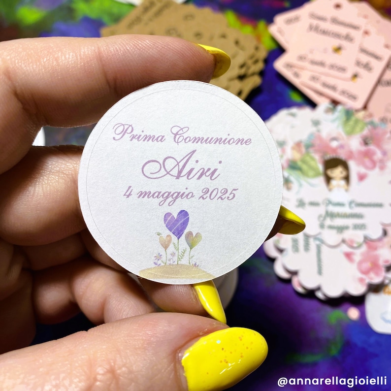 Personalized Tags or Stickers for Favors Baptism Communion Confirmation 10 Pieces 200 gsm Cardstock + Digital PDF File (PLL-01) image 7
