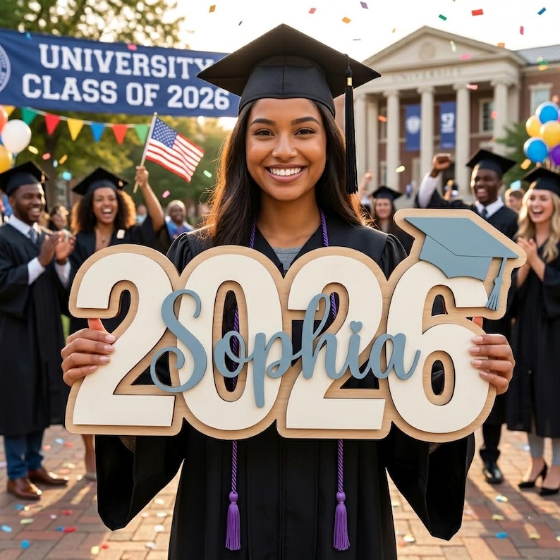 Personalized Graduation Sign 2026, Custom Wooden Name Sign, Class of ...