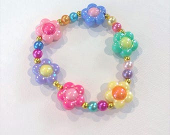 Colorful Flower Bracelet | Bright Beaded Jewelry | Fun Summer Accessories