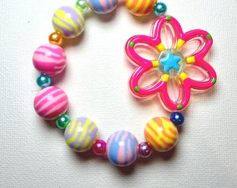 Neon Flower Bracelet | Colorful Floral Jewelry | Fun Spring Bracelet