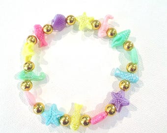Colorful Sea Life Bracelet | Coastal Summer Jewelry | Beachy Beaded Bracelet