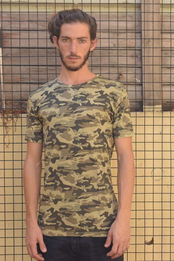 Slim Fit Shirt Mens Spier Shirt Mens Camo Camouflage Shirt Trendy Heren kleding Mens Mode Camouflage Shirt Camouflage Patroon Etsy Nederland