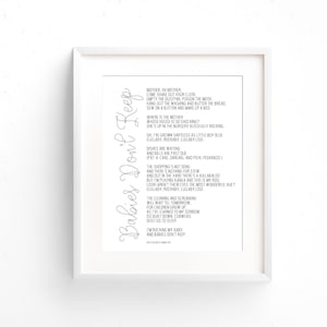 Babies Don&#39;t Keep Art Print: Song Lyrics, Poem