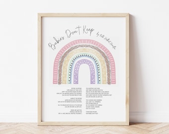 Printable Art, New Baby - Nursery - Babies Don't Keep Poem - New Mom, New Grandma, Baby Shower, Gift, Rainbow, Boho, Minimalist