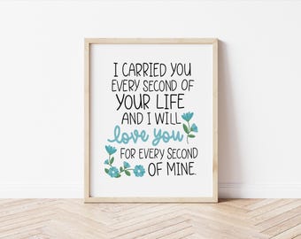 Sympathy Art Print – Teal Floral Loss Remembrance Quote